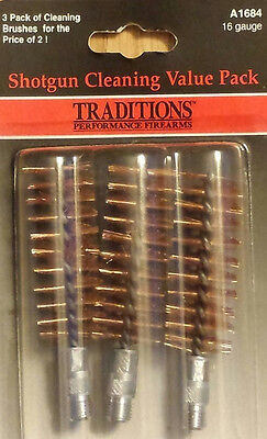 Traditions 16 Gauge Shotgun Bronze Bristle Brush Value Pack of 3  # A1684  New!