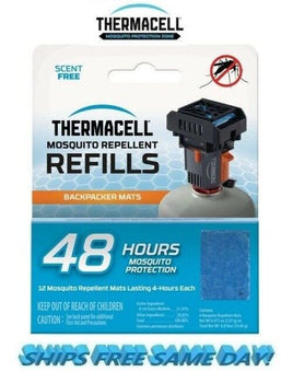 Thermacell Backpacker Mat Only Refill Lasts 48 Hours, 12 PACK NEW!! # M48