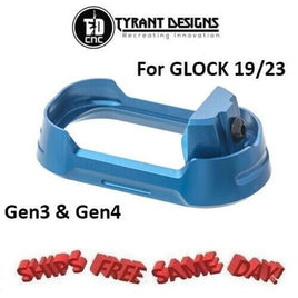 Tyrant Designs Glock 19/23 Magwell BLUE, BLK Screw # TD-G19-G34-MW-BLUE-BLKSCRW