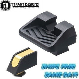 Tyrant Designs Glock 2-Piece Serrated Alum Sights, Gold, TD-SIGHT2P-GFS-GOLD