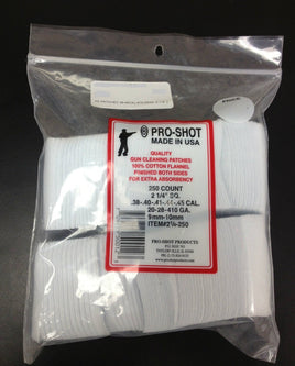 Pro-Shot Cotton Flannel Cleaning Patches .38-.45Cal./.20-410Ga. 250CT #2 1/4-250