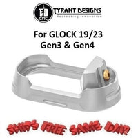 Tyrant Designs Glock 19/23 Magwell Aluminum, GLD Screw TD-G19-G34-MW-ALU-GLDSCRW