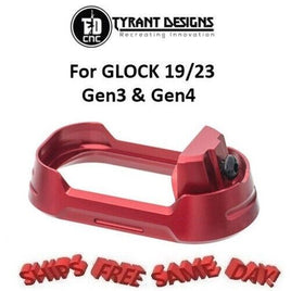 Tyrant Designs Glock 19/23 Magwell RED, BLACK Screw # TD-G19-G34-MW-RED-BLKSCRW