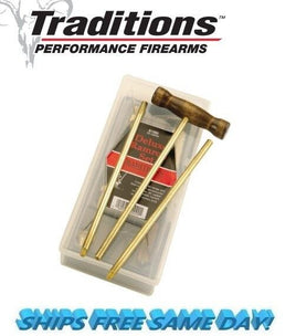 Traditions Deluxe BRASS Ramrod Set 28 INCH 50 Cal WOOD HANDLE 10/32 NEW A1202