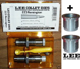 Lee Collet 2-Die Neck Set .223 Rem + 2 Quick Change Bushings 90600+90707 New!