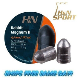 H&N Rabbit Mag II .177 Cal,15.74 Grains,Cylindrical w/ Round Nose 200CT PY-P-754