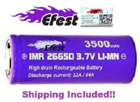 ONE  IMR eFest 3500 mAh 26650 3.7v Li-Mn Flat Top *AUTHENTICITY CODE * New!