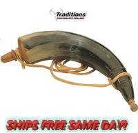 Traditions Authentic Powder Horn with Leather Sling/Wooden Cap & Stopper # A1252