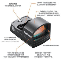 Bushnell Reflex Sight, 4 MOA DOT, Black w. Mount & Cover included RXS-100