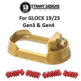 Tyrant Designs Glock 19/23 Magwell GOLD, GOLD Screw # TD-G19-G34-MW-GLD-GLDSRW