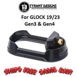 Tyrant Designs Glock 19/23 Magwell BLACK, GOLD Screw # TD-G19-G34-MW-BLK-GLDSRW