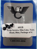 601B Wilson Combat Grip Screws, Torx Head, Slim Line, Blue, Package of 4, # 601B