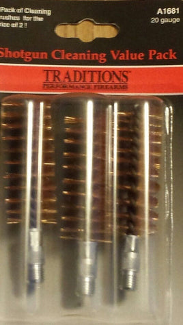Traditions 20 Gauge Shotgun Bronze Bristle Brush Value Pack of 3  # A1681  New!